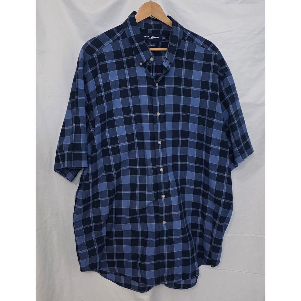 Ralph Lauren Golf Tilden Blue Plaid Short Sleeve Preppy Button-Up Shirt Size XL - Picture 1 of 4